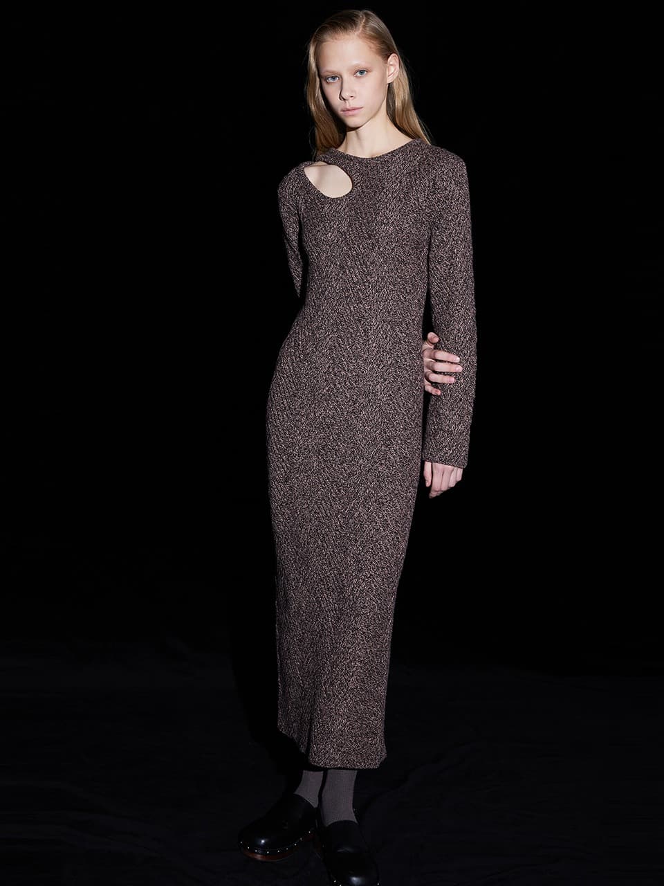 Color Mixed Knit Dress — Pink