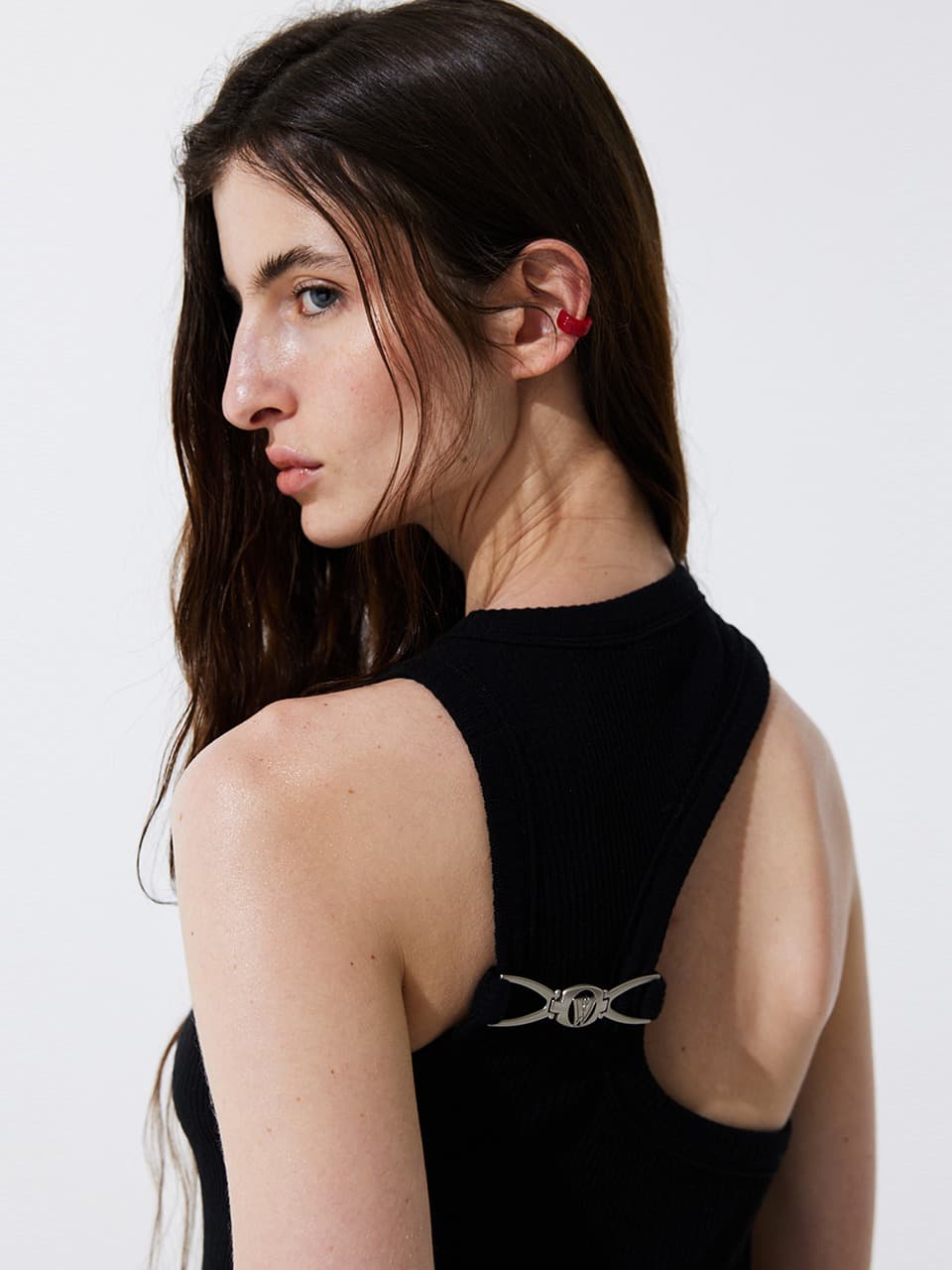 Back Cut-out Sleeveless Dress — Black — vue 1