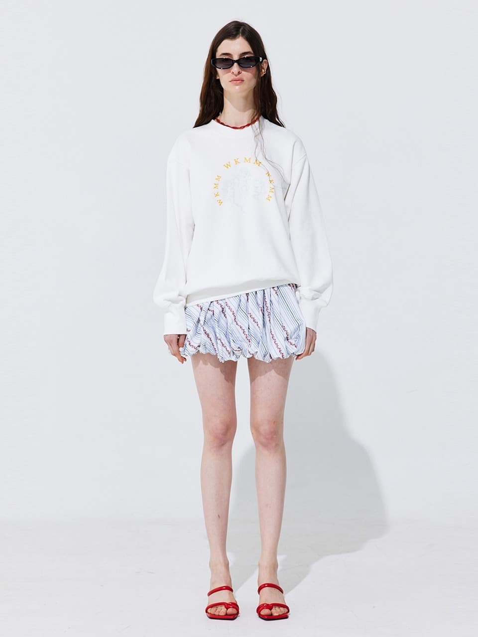 Embroidery Balloon Banding Skirt — Navy