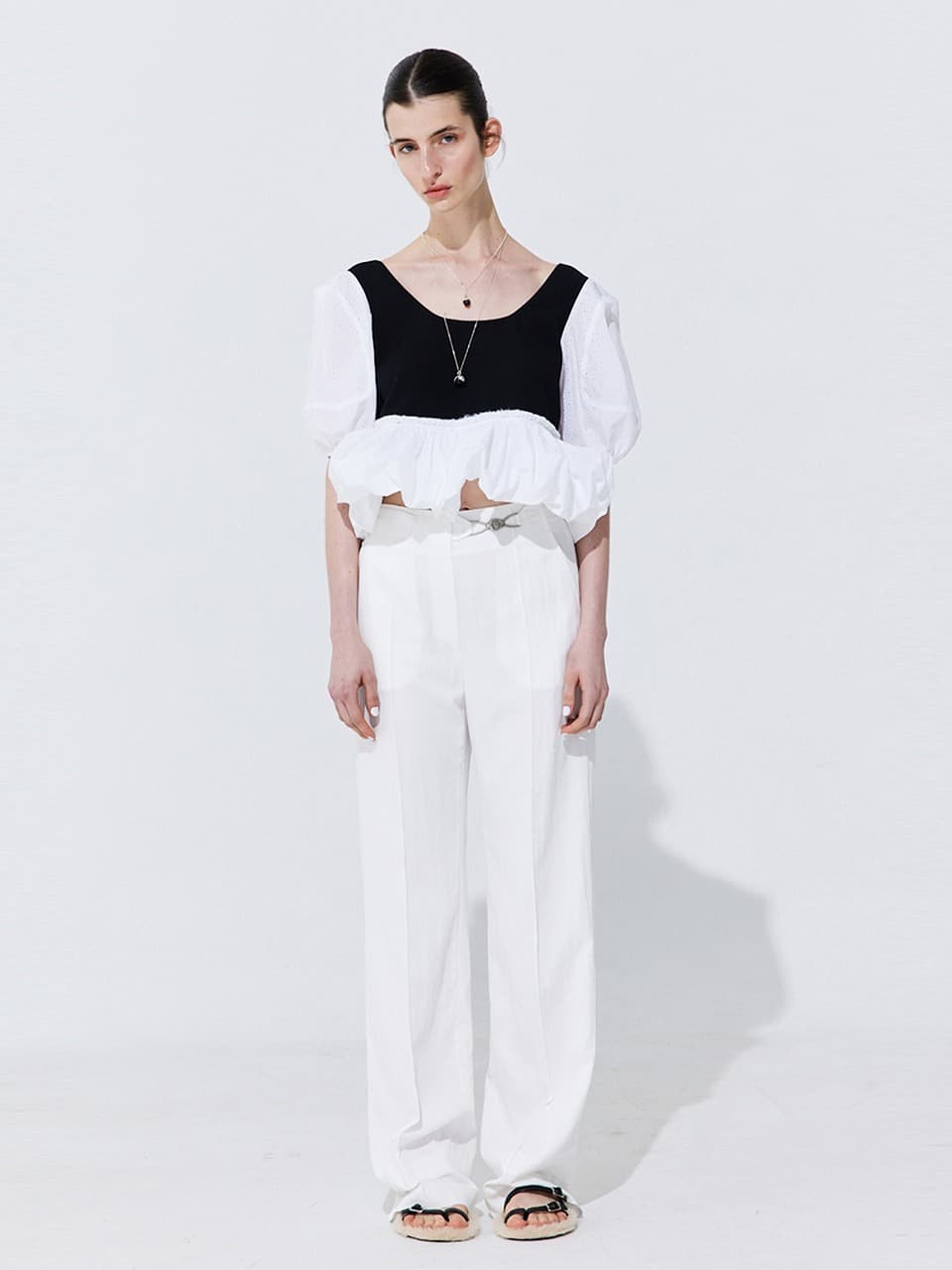 Belted Straight Trousers — White