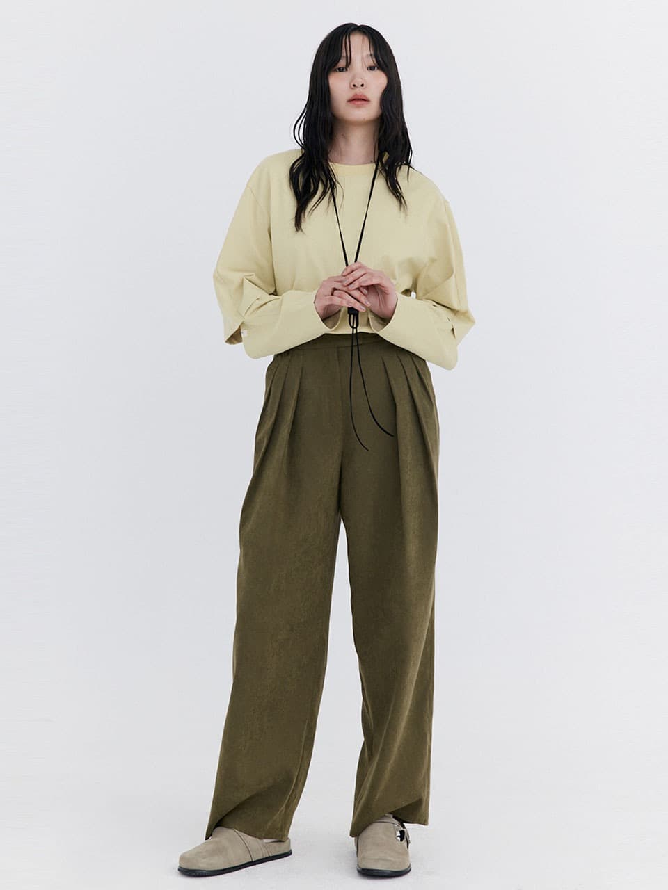 Open Point Boxy T-shirt — Yellow Green