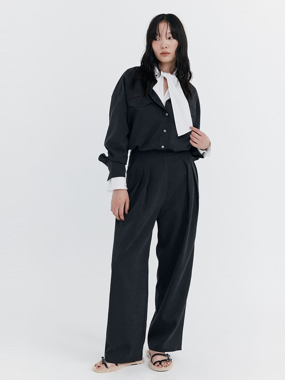 Cupra Wide Pants — Charcoal