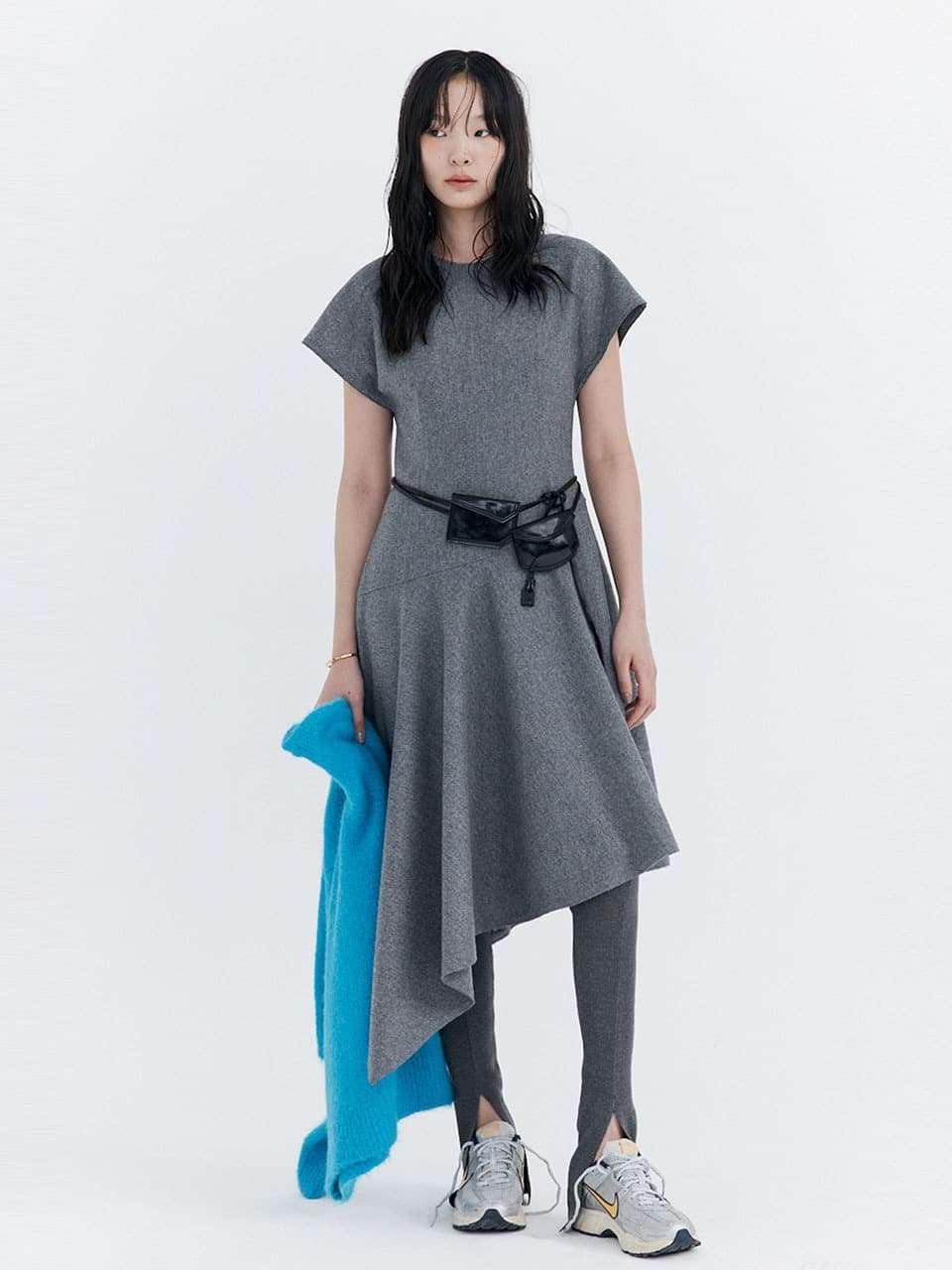 Raw-cut Wool Dress — Grey