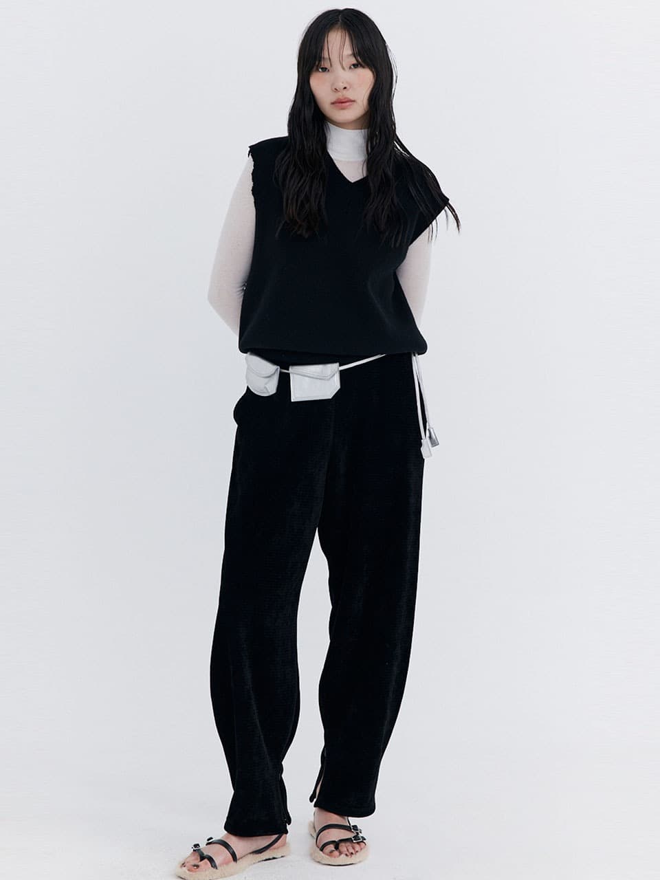 Corduroy Balloon Pants — Black