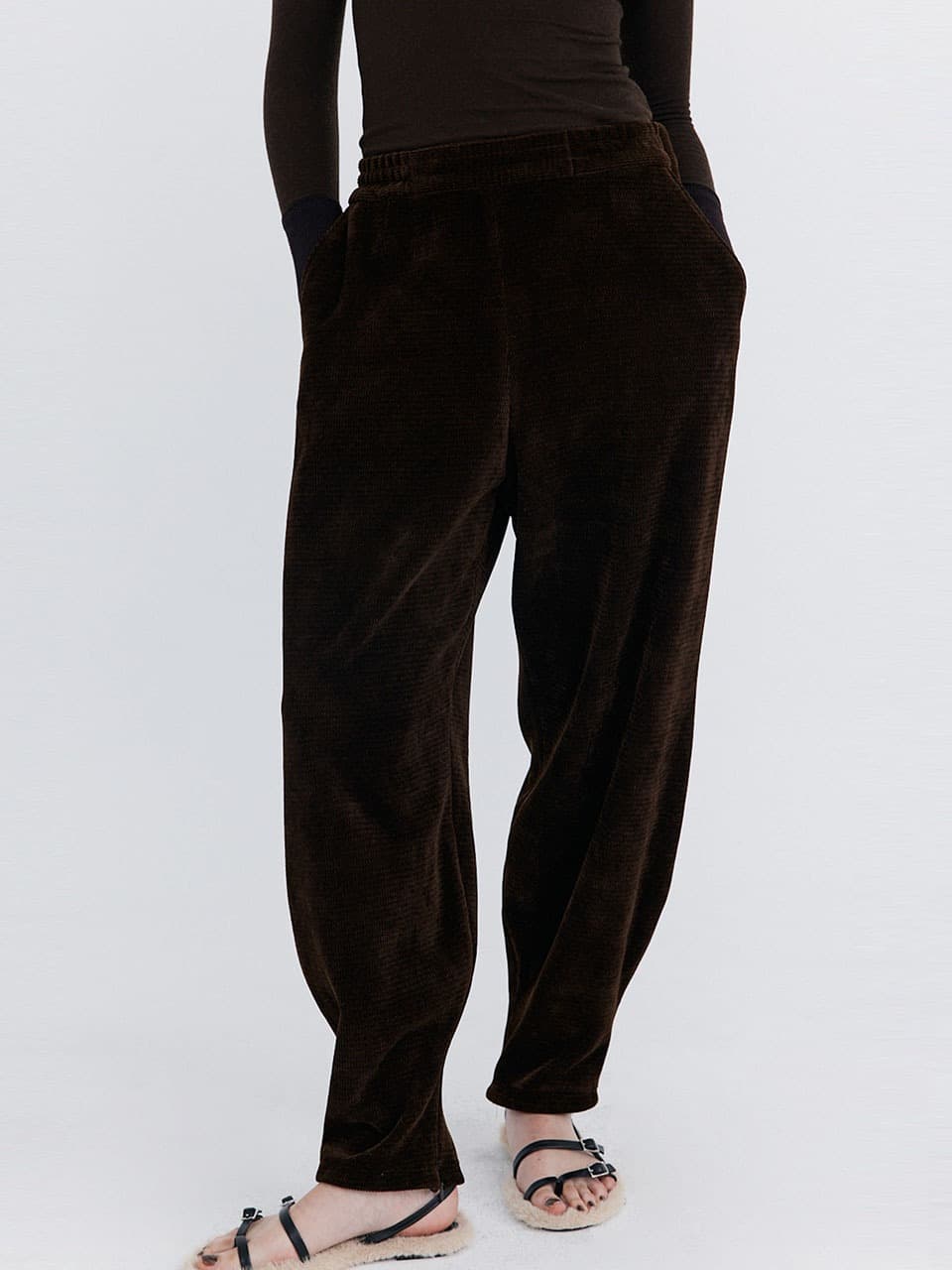 Corduroy Balloon Pants — Brown