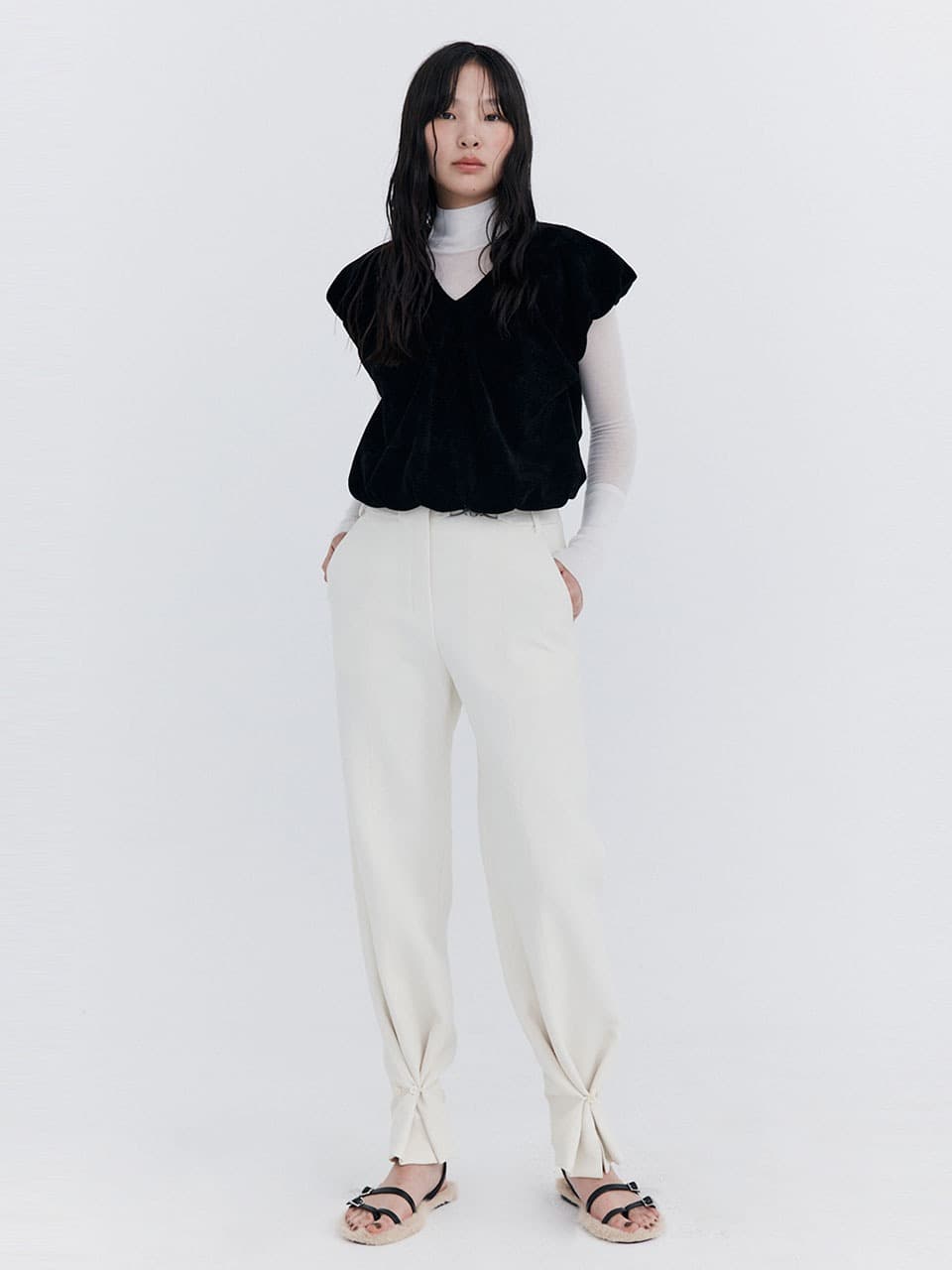 Corduroy Balloon Vest — Black