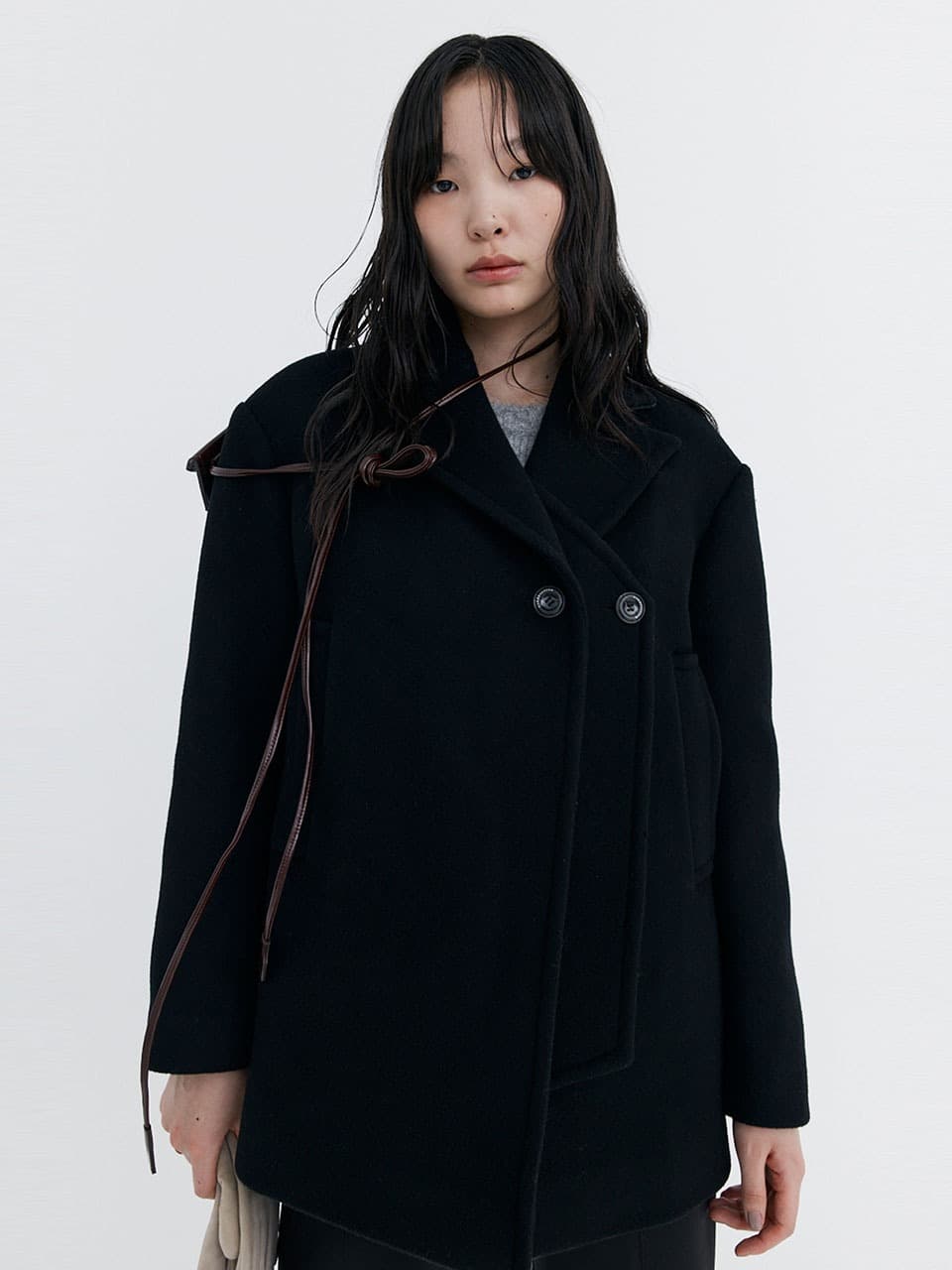 Wool Half Coat — Black