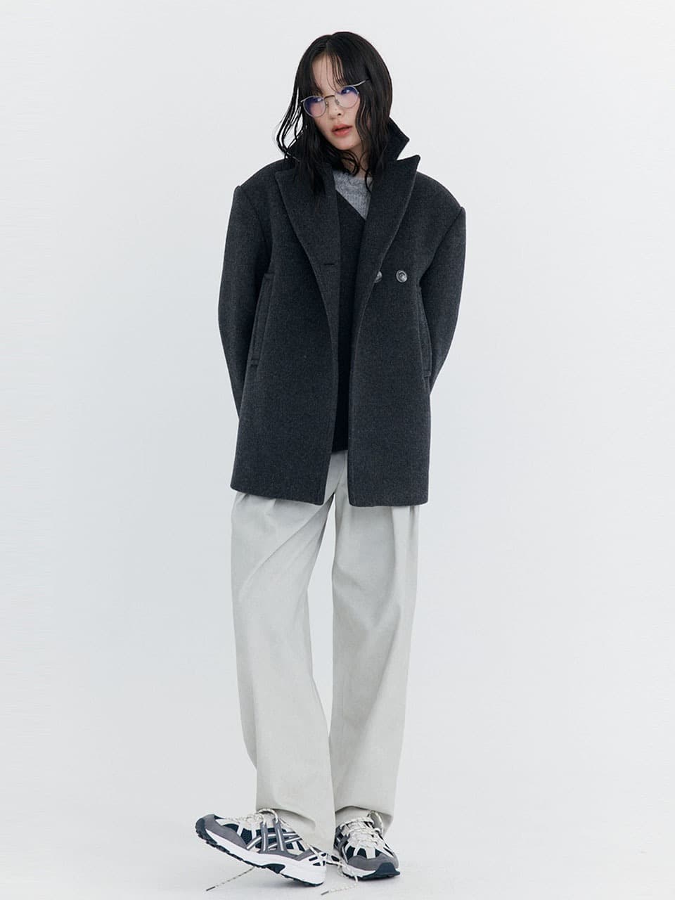Wool Half Coat — Charcoal