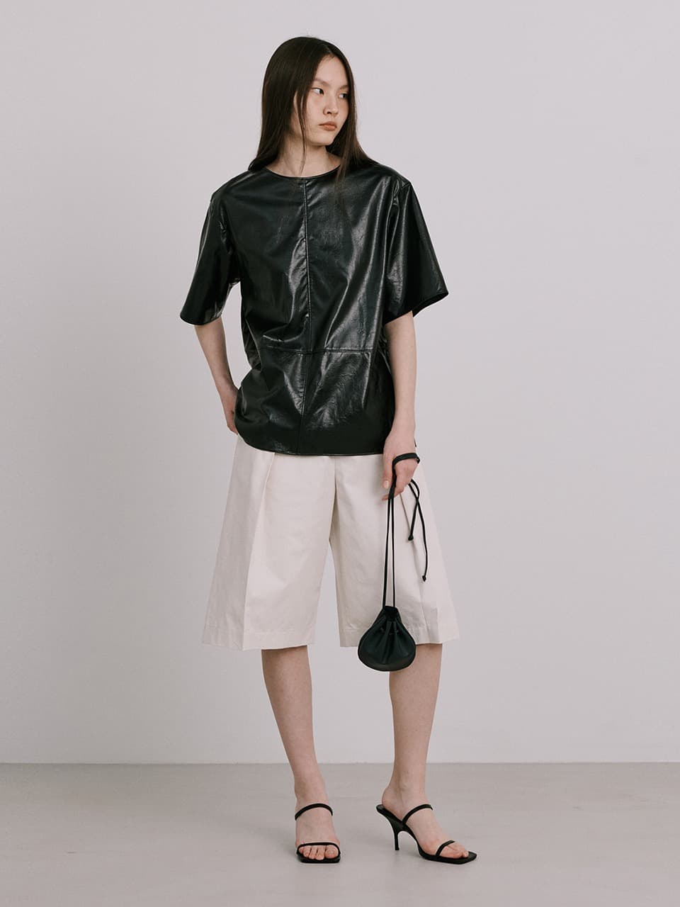 Fake Leather Top — Black