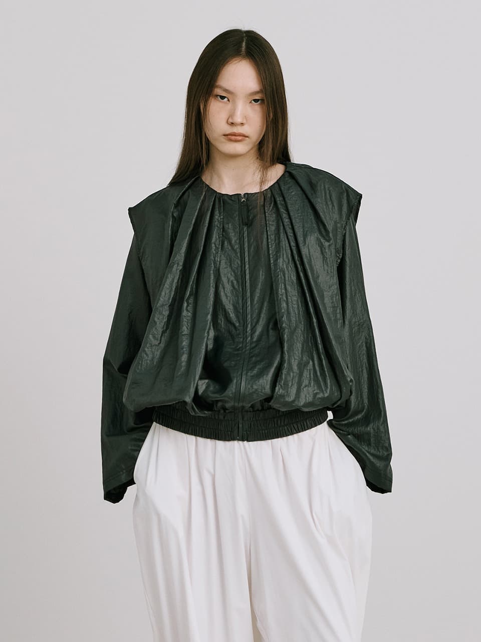 Shirred Moon Jar Jumper — Black