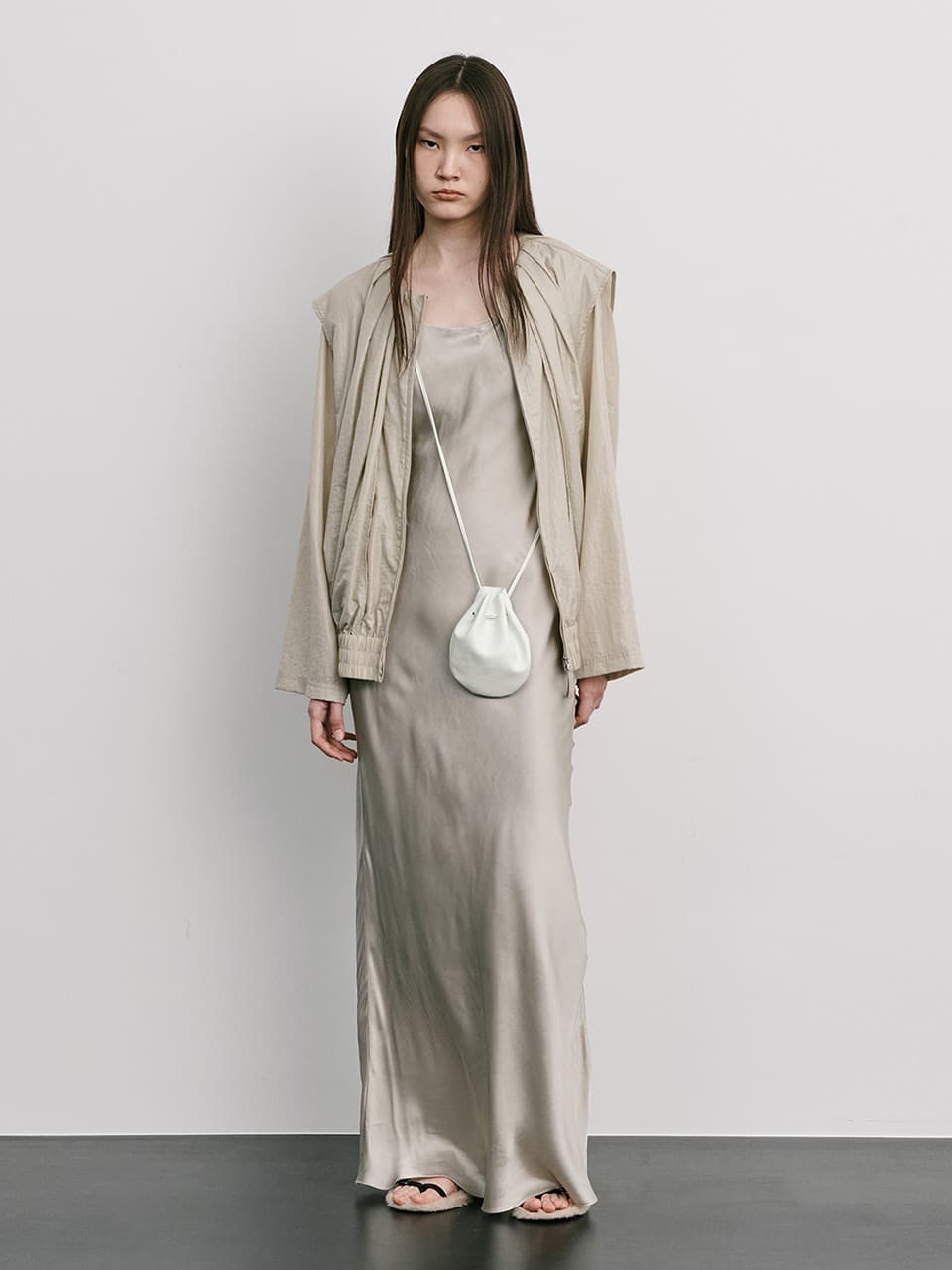 Shirred Moon Jar Jumper — Beige