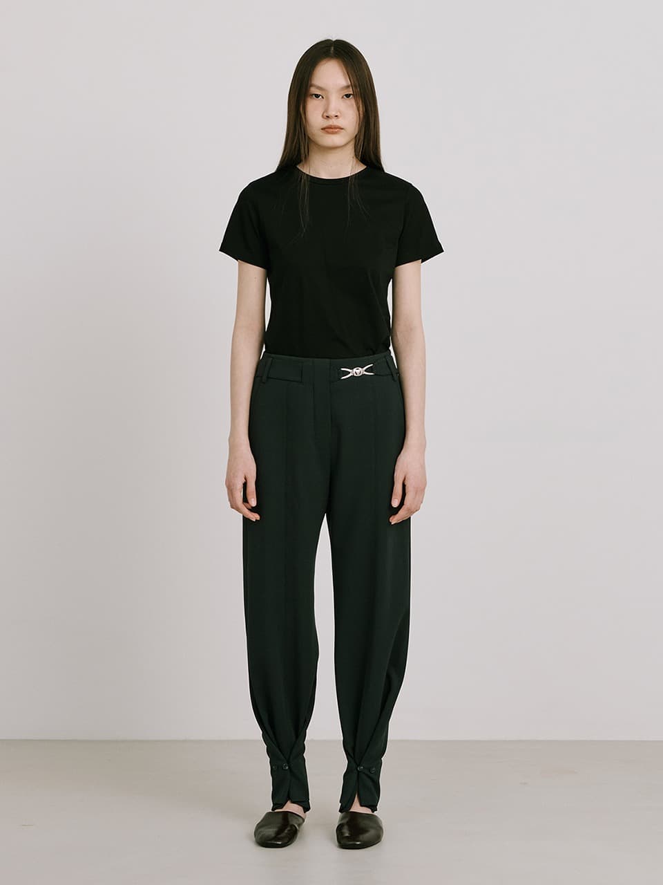 Bijou Embellishment Tunnel Pants — Dark Navy