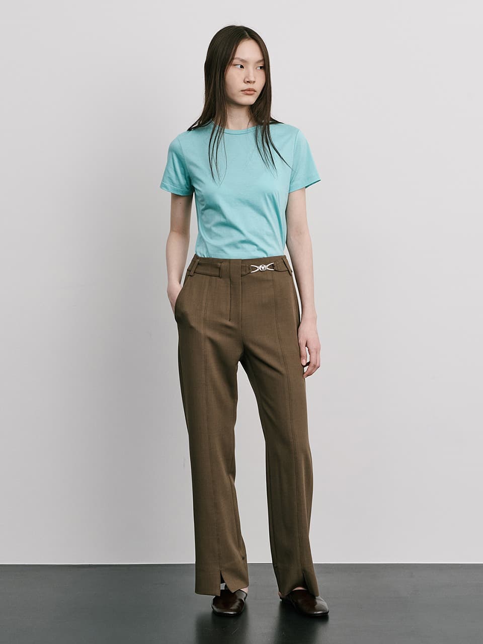 Bijou Embellishment Tunnel Pants — Brown