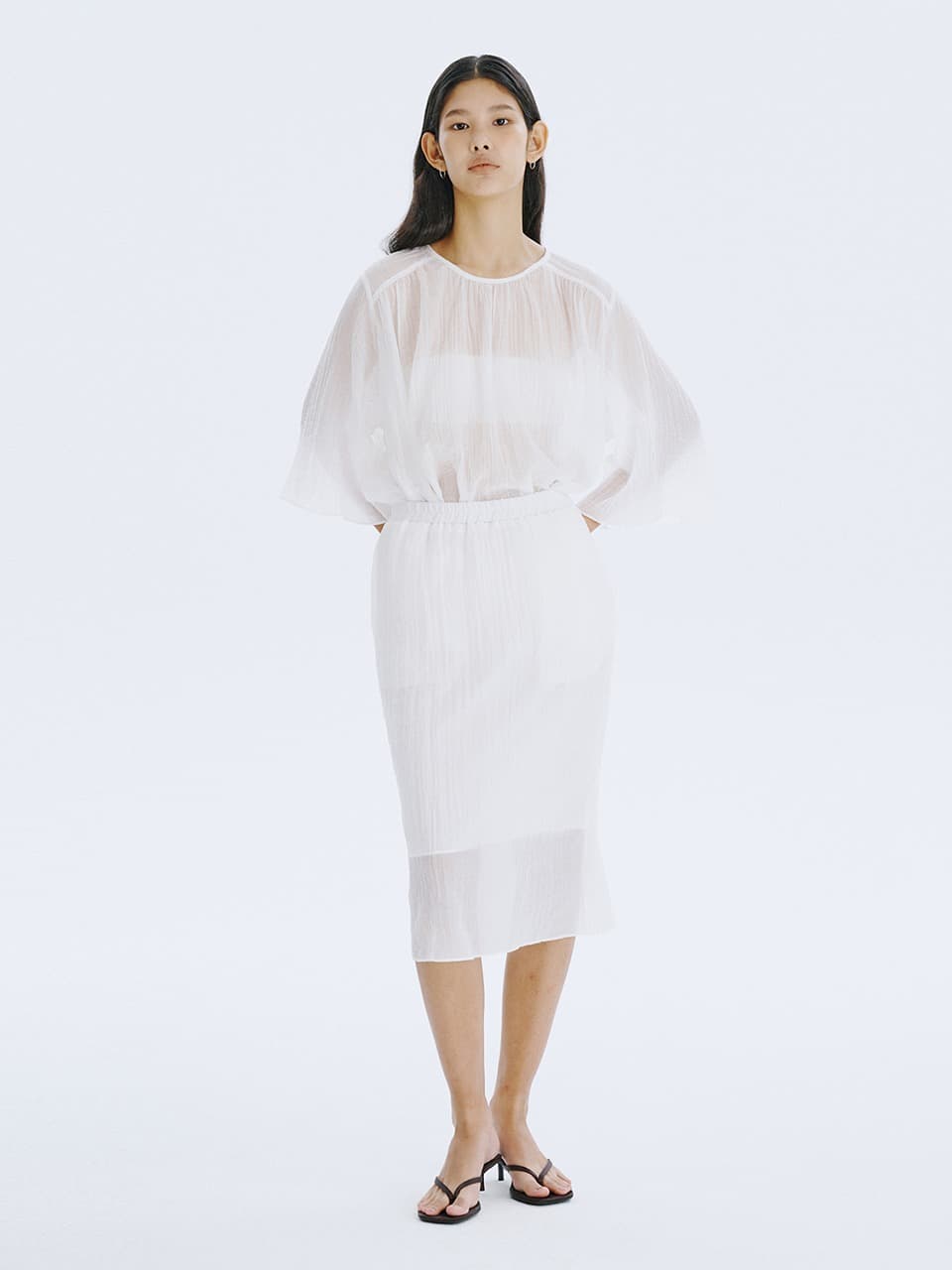 Sheer Banding Skirt — White