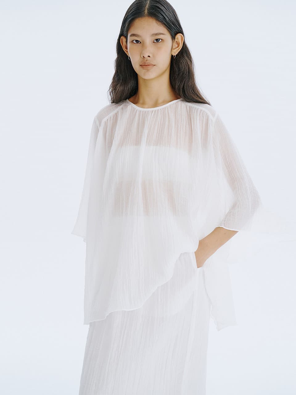 Plisse Blouse — White — vue 1