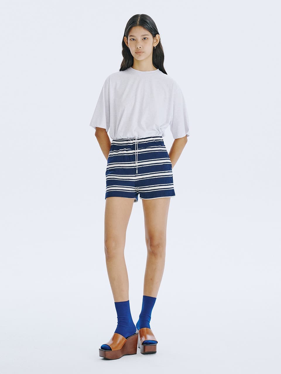 Stripe Jacquard Knit Shorts — Navy