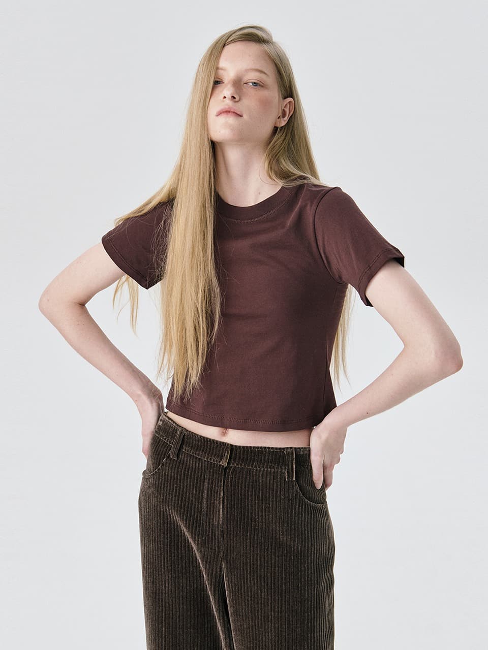 Fitted Short Sleeve T — Brown