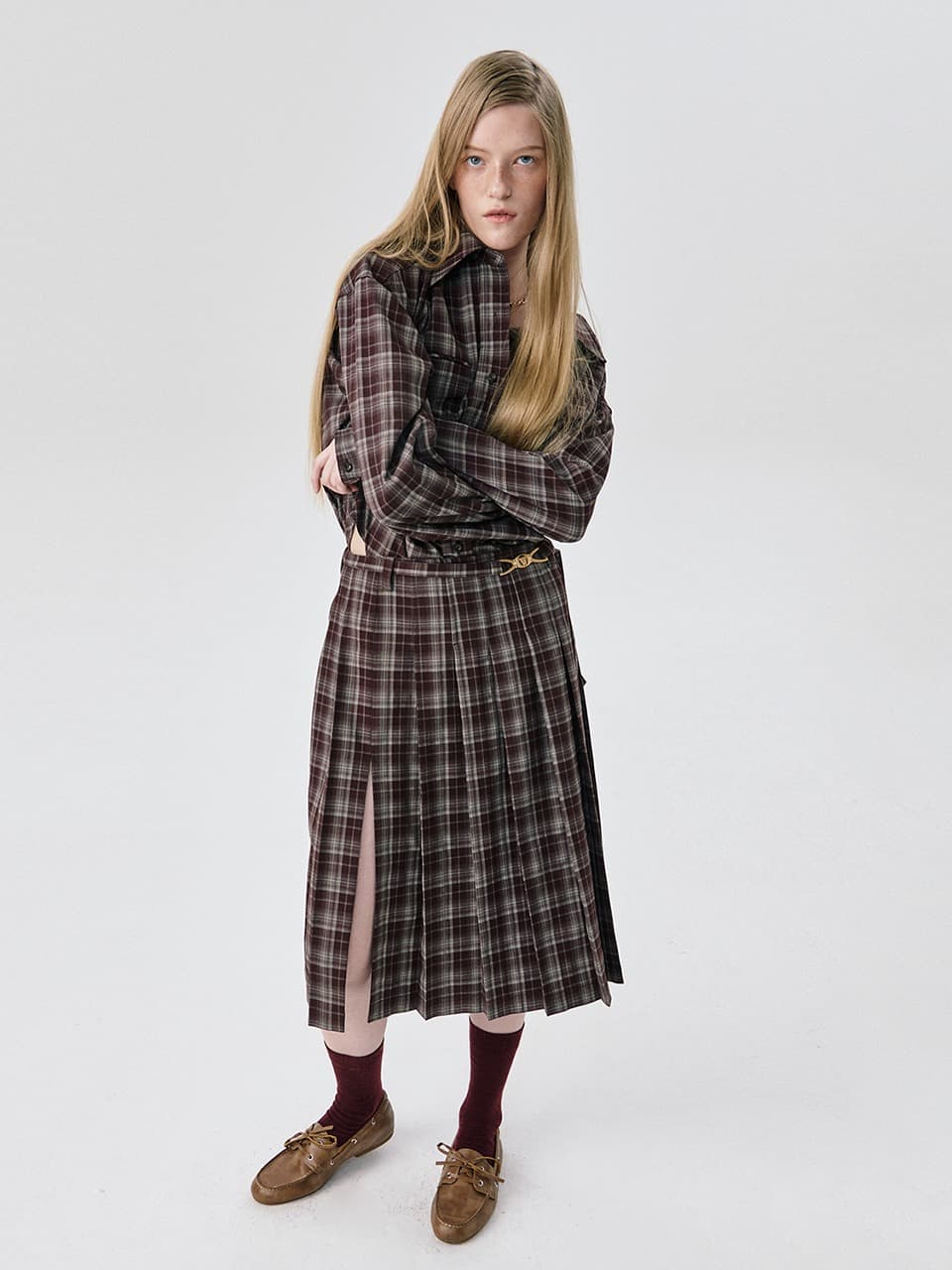 25 Pleats Skirt — Brown