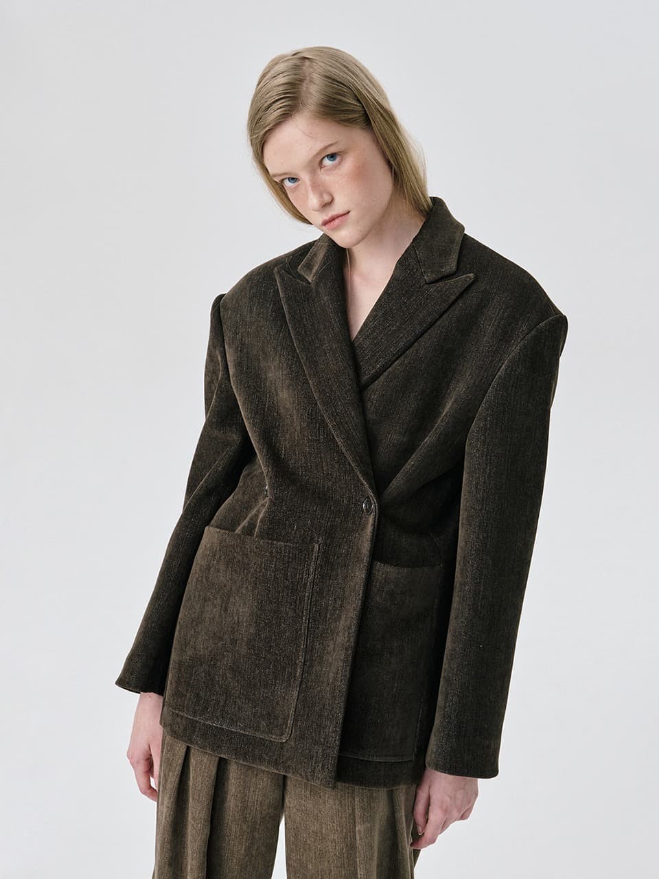 Back Brushed 2-way Jacket — Dark Brown