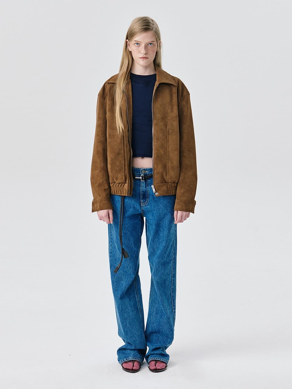 Soft Suede Seam Jumper — Brown