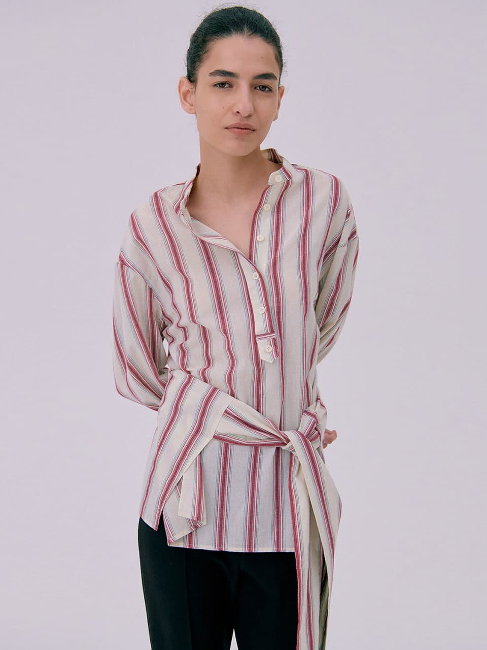 Henleyneck Tied shirt — Red