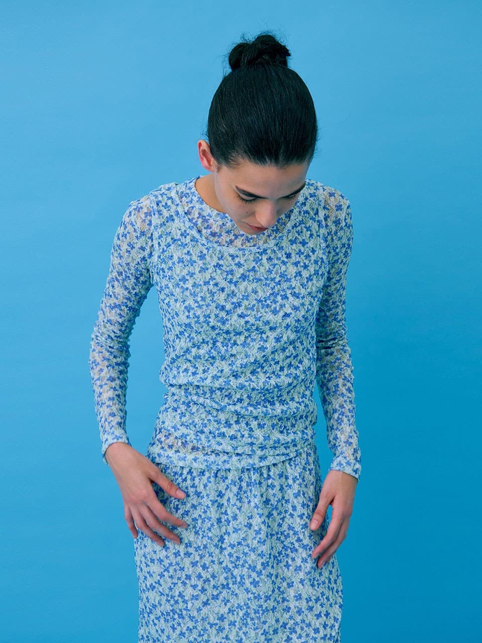 Floral Sleeveless — Light Blue — vue 1