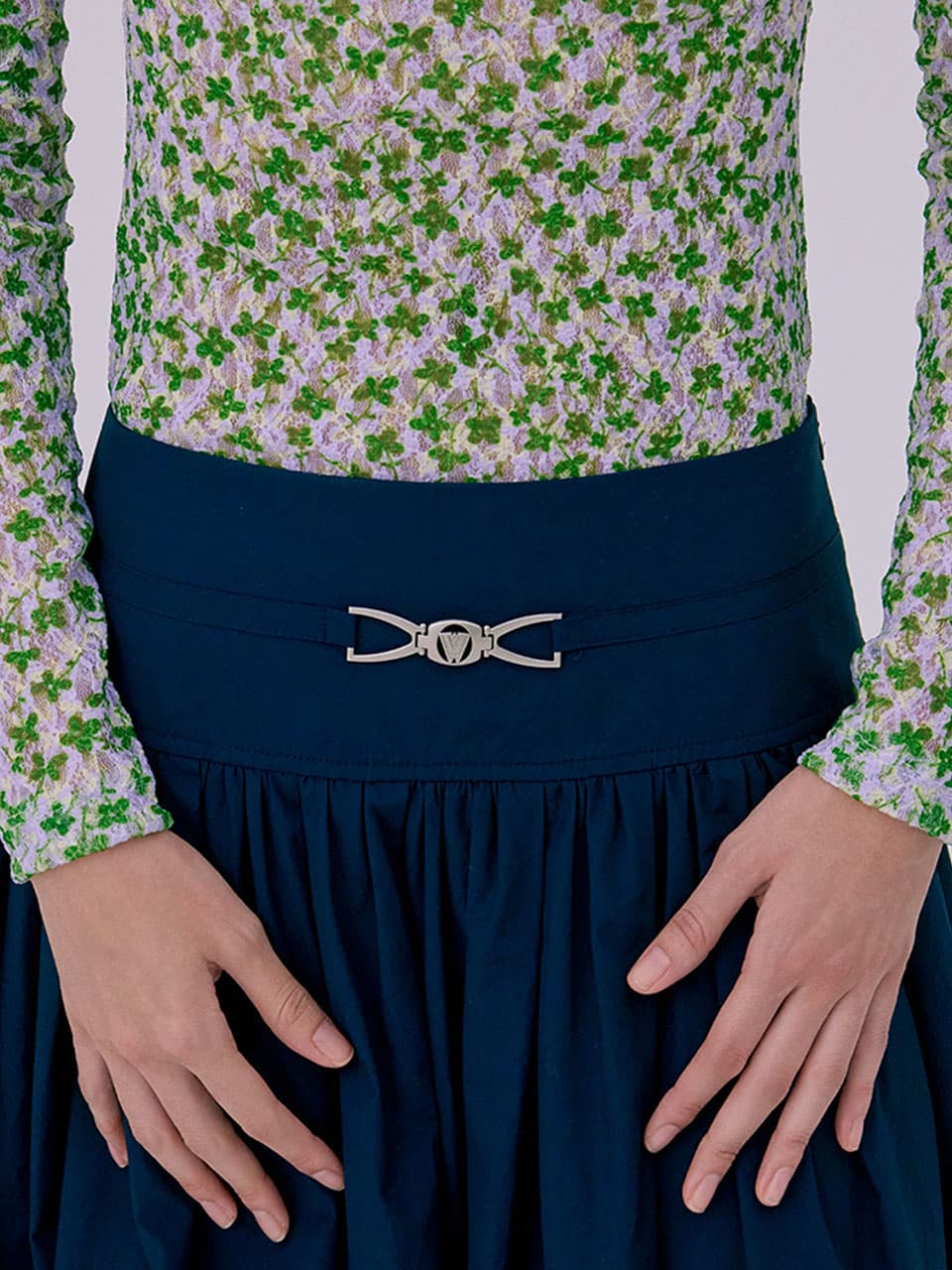 Shirring Maxi Skirt — Navy — vue 7