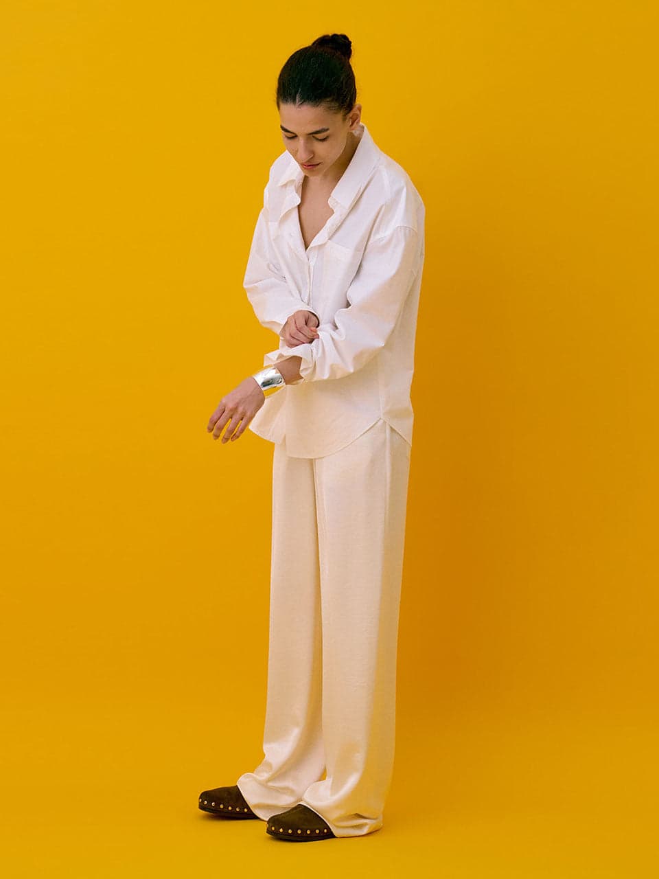 Back Yoke Straight Pants — Cream — vue 5