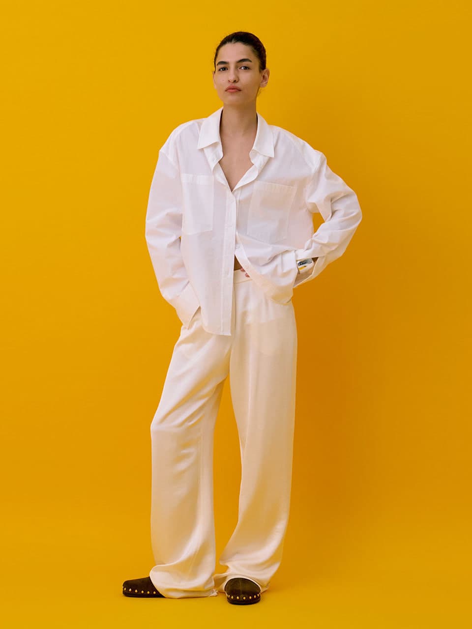 Back Yoke Straight Pants — Cream — vue 7