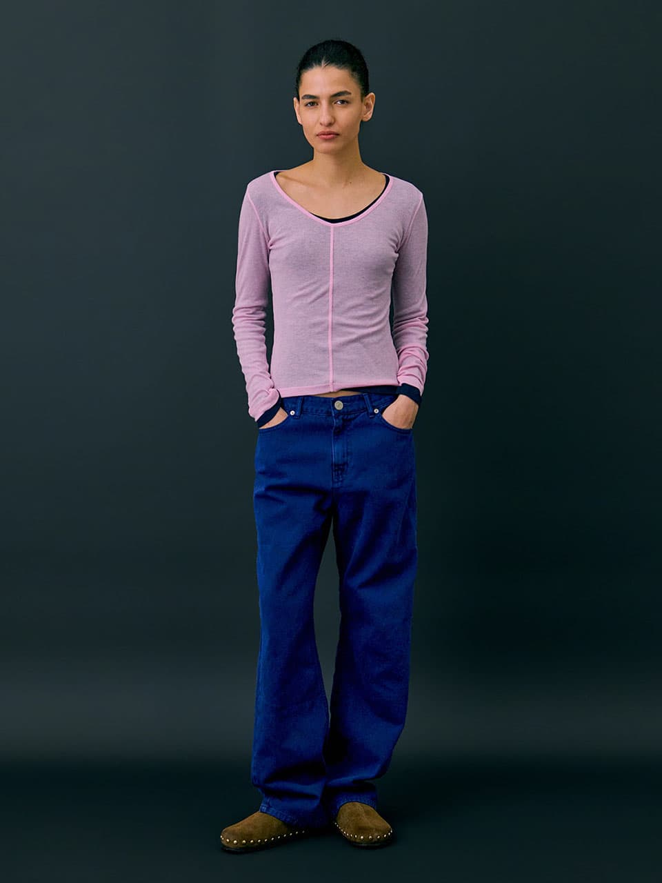 26 U neck Sheer T-shirts — Light Pink — vue 3