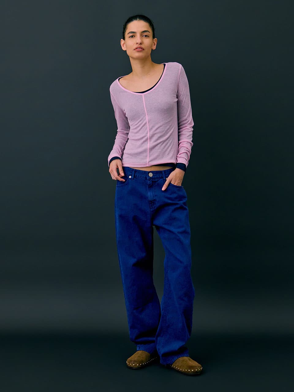 26 U neck Sheer T-shirts — Light Pink — vue 6