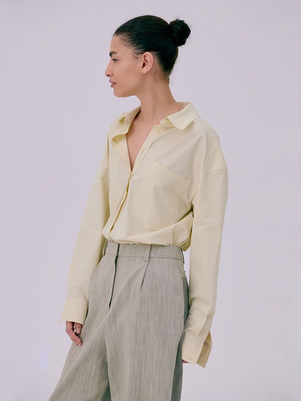 Oversized Pocket Shirts — Light Yellow — vue 2