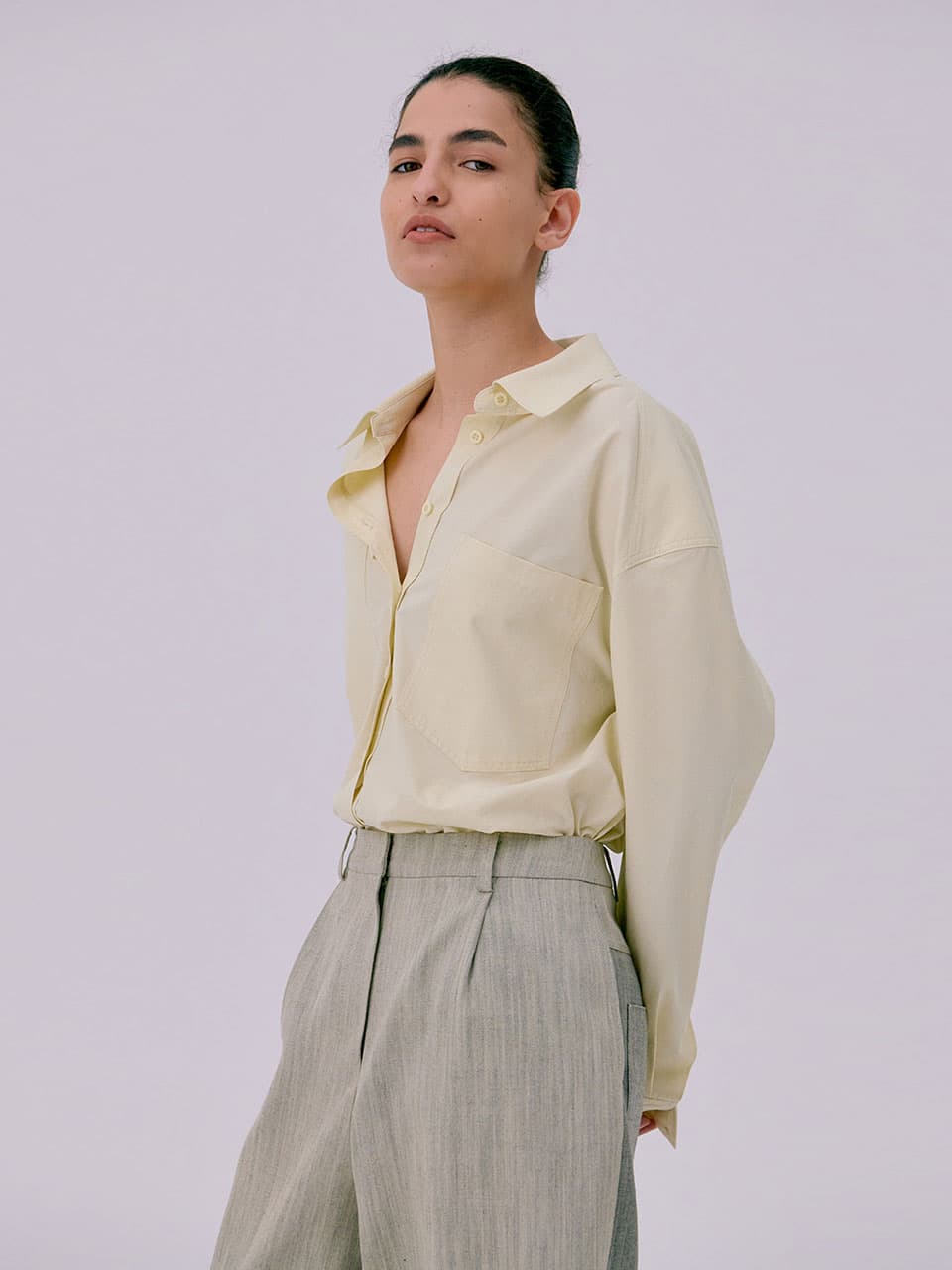Oversized Pocket Shirts — Light Yellow — vue 3