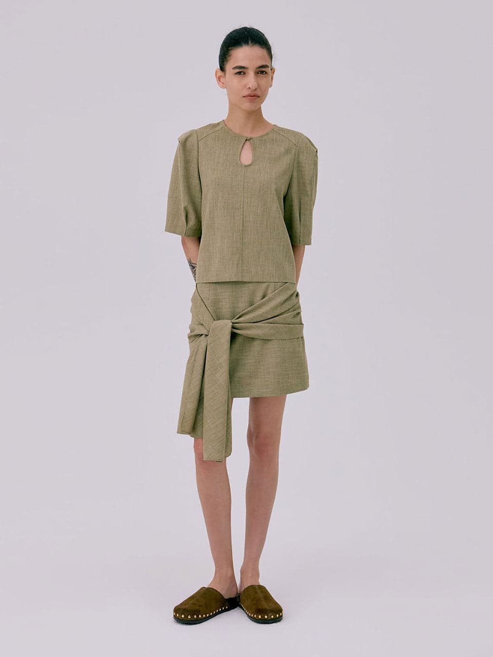 Puff Sleeve Blouse — Brown — vue 4