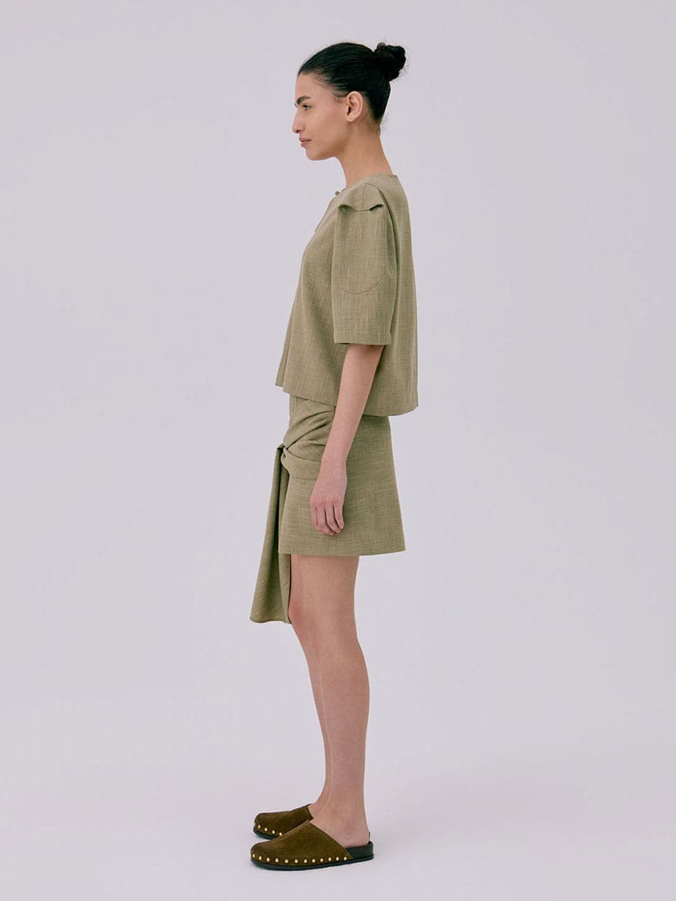 Puff Sleeve Blouse — Brown — vue 5