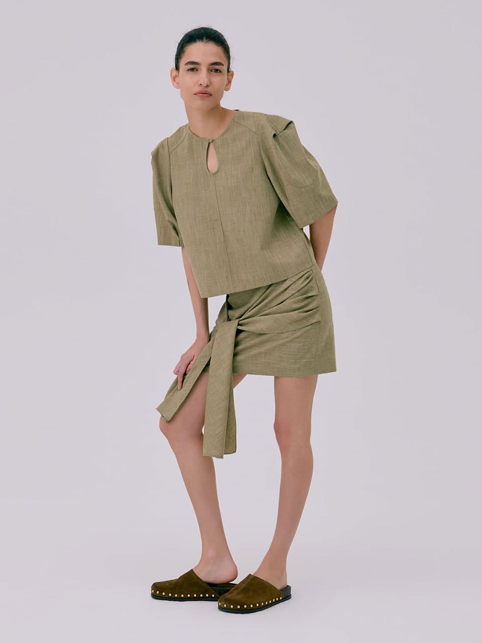 Puff Sleeve Blouse — Brown — vue 8