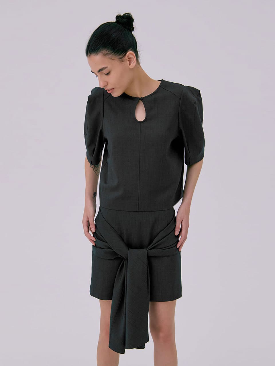 Puff Sleeve Blouse — Dark Navy — vue 1