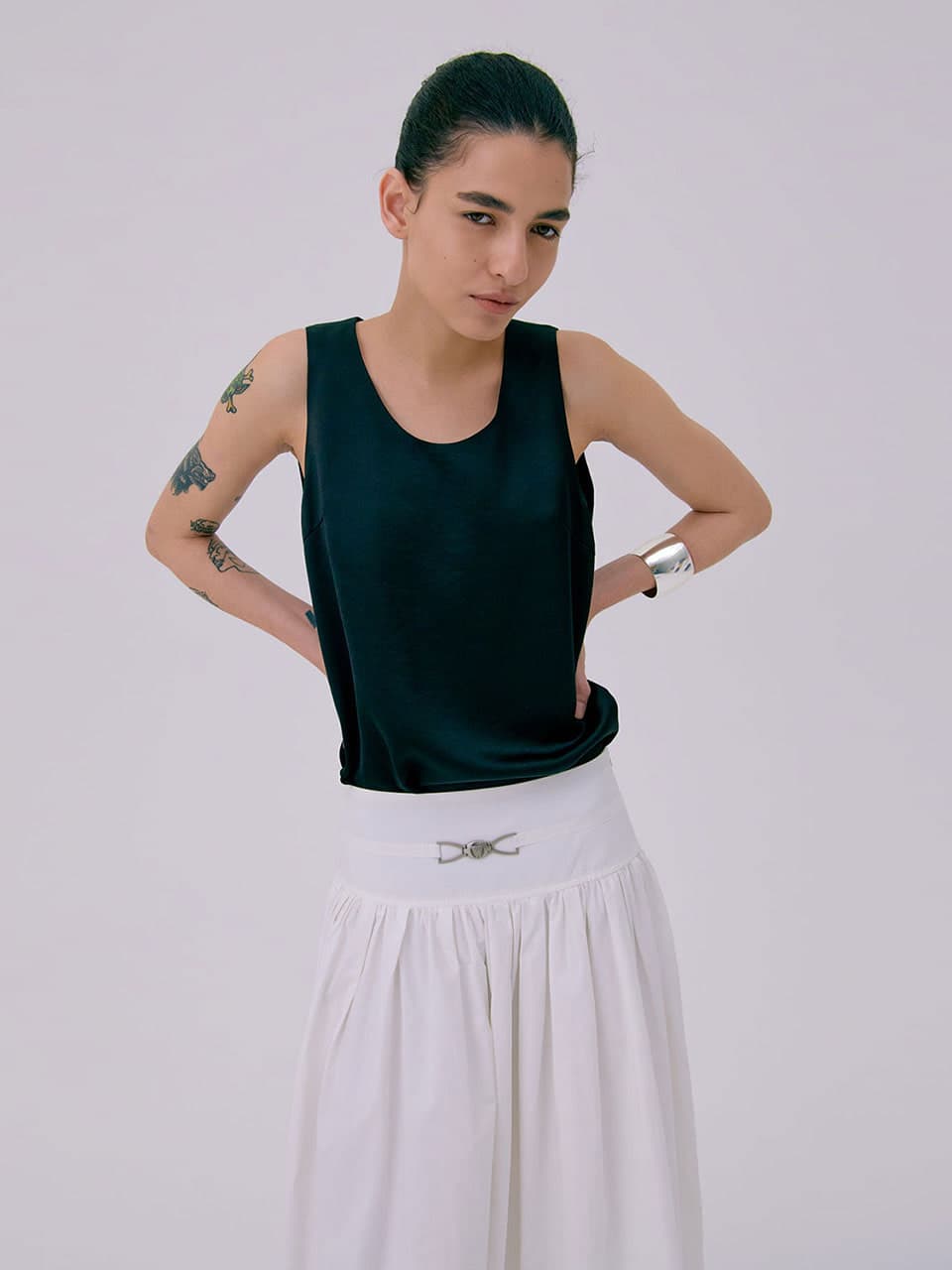Layered Sleeveless Top — Black