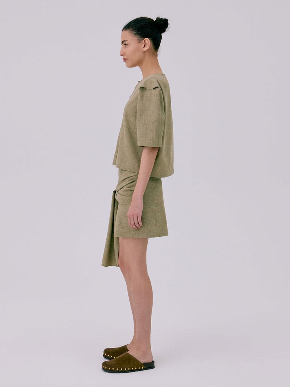 Tied Mini Skirt — Brown — vue 2