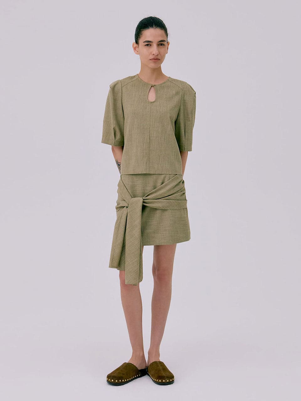 Tied Mini Skirt — Brown — vue 5