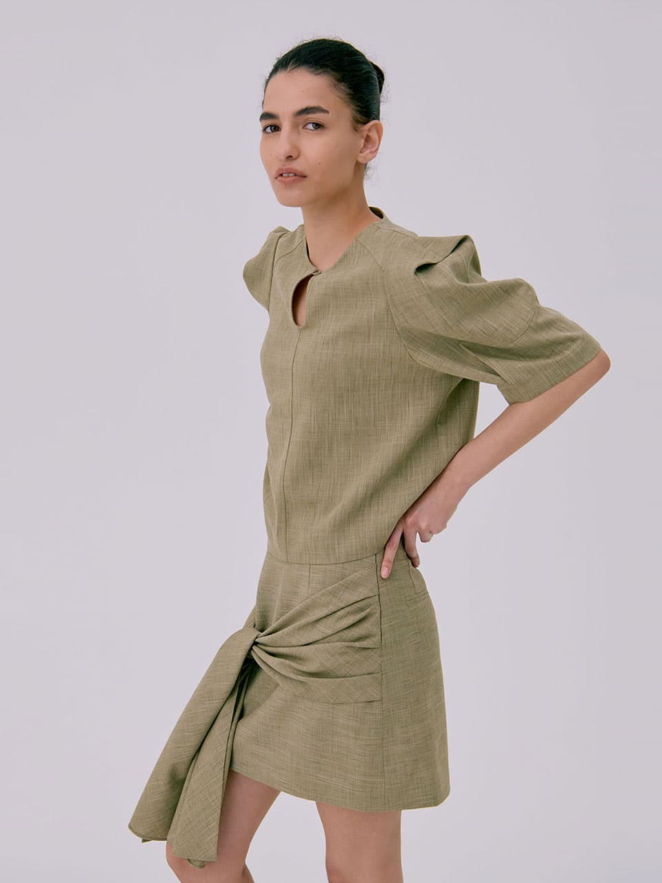 Tied Mini Skirt — Brown — vue 8