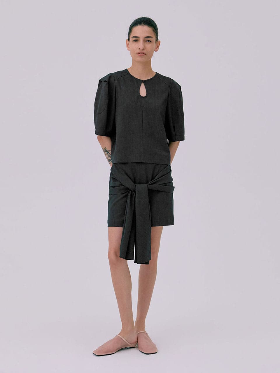 Tied Mini Skirt — Navy — vue 4