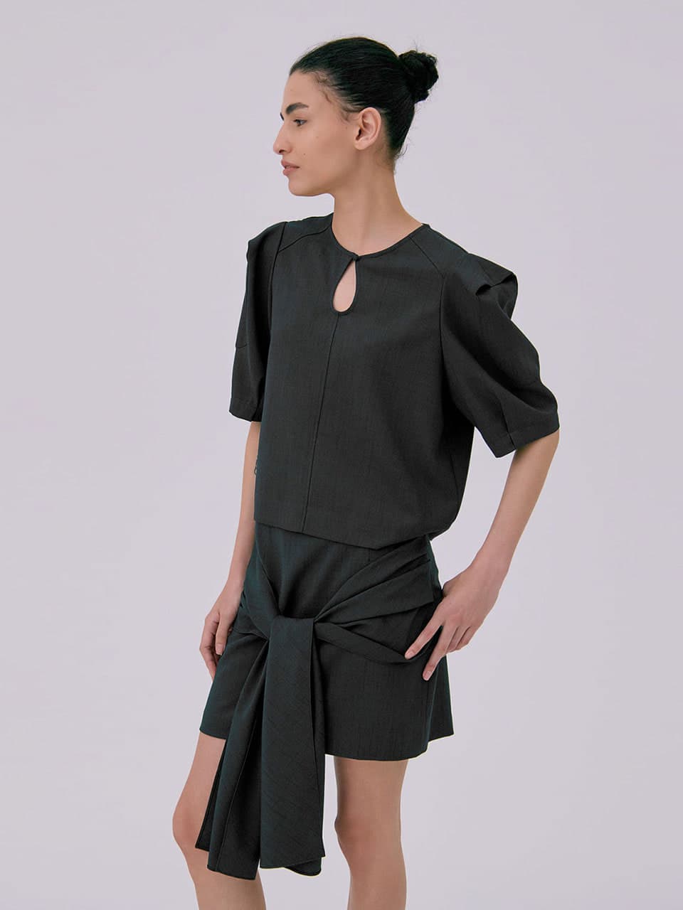 Tied Mini Skirt — Navy — vue 6