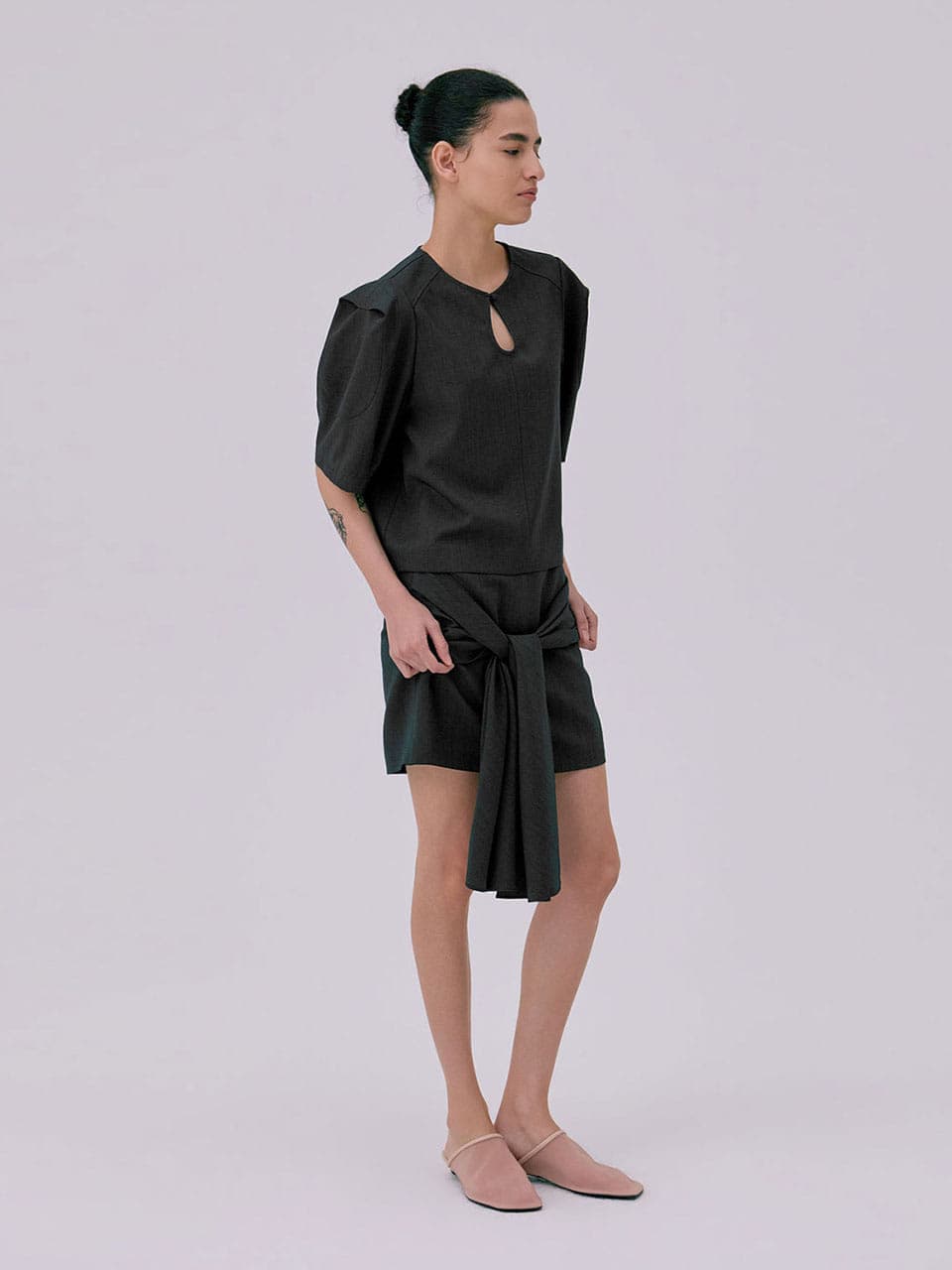 Tied Mini Skirt — Navy — vue 7