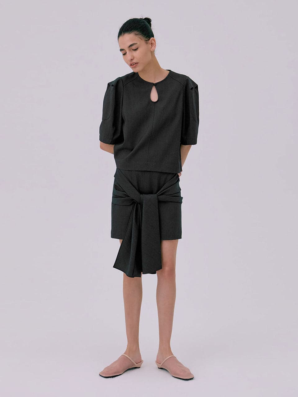 WNDERKAMMER — Tied Mini Skirt — Navy