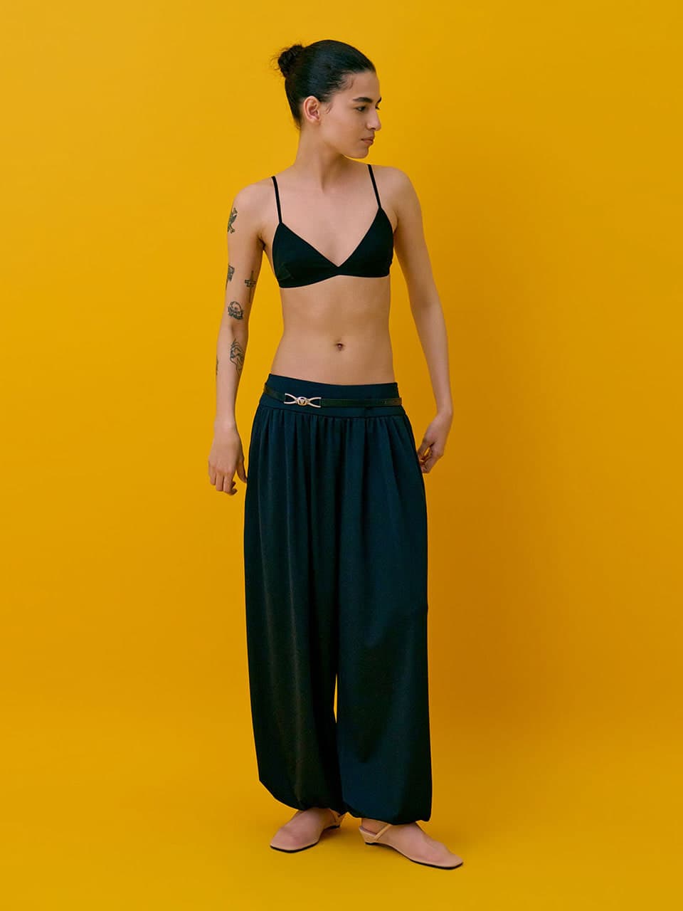Shirred Jogger Pants — Navy — vue 6