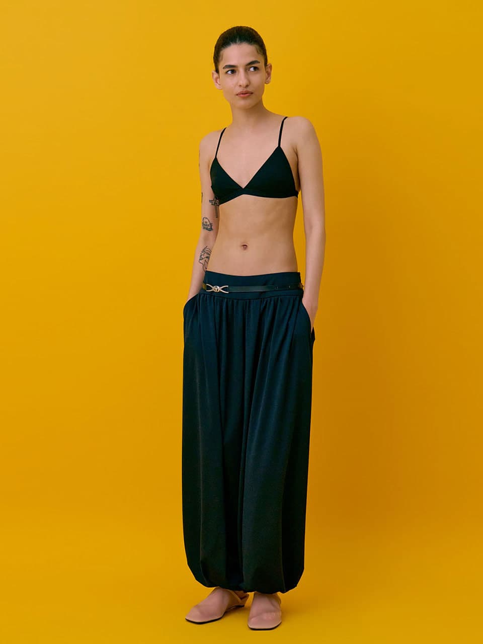 Shirred Jogger Pants — Navy — vue 7
