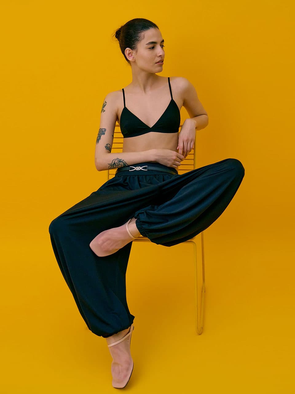 Shirred Jogger Pants — Navy — vue 9