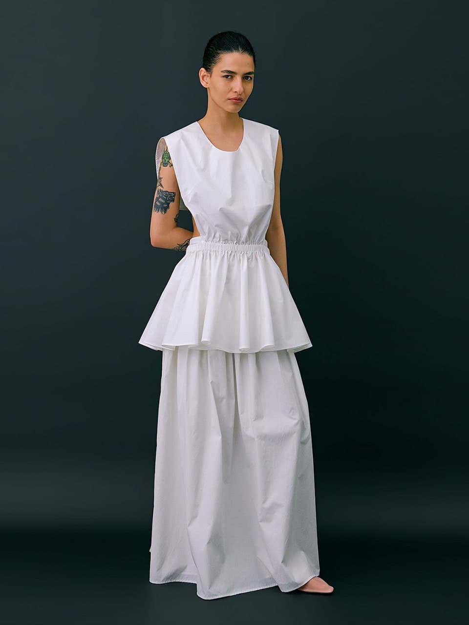 Sailor Collar Layered Top — White — vue 5