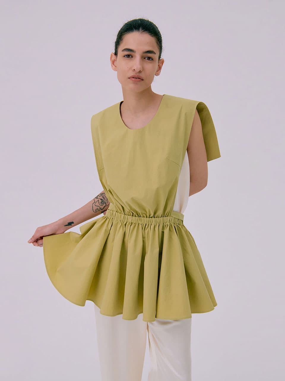 Sailor Collar Layered Top — Olive — vue 5